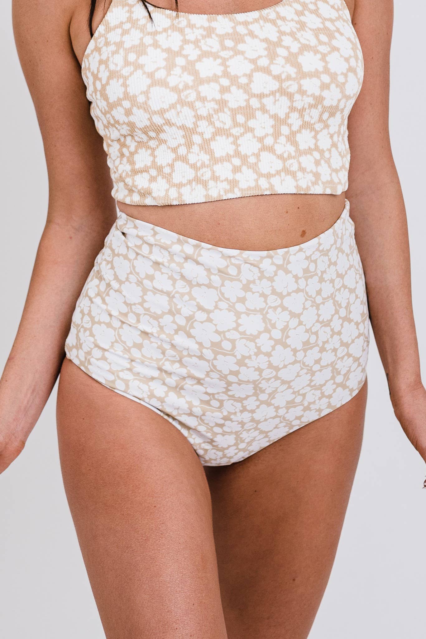 Tan Floral Ultra High Rise Reversible Bottom