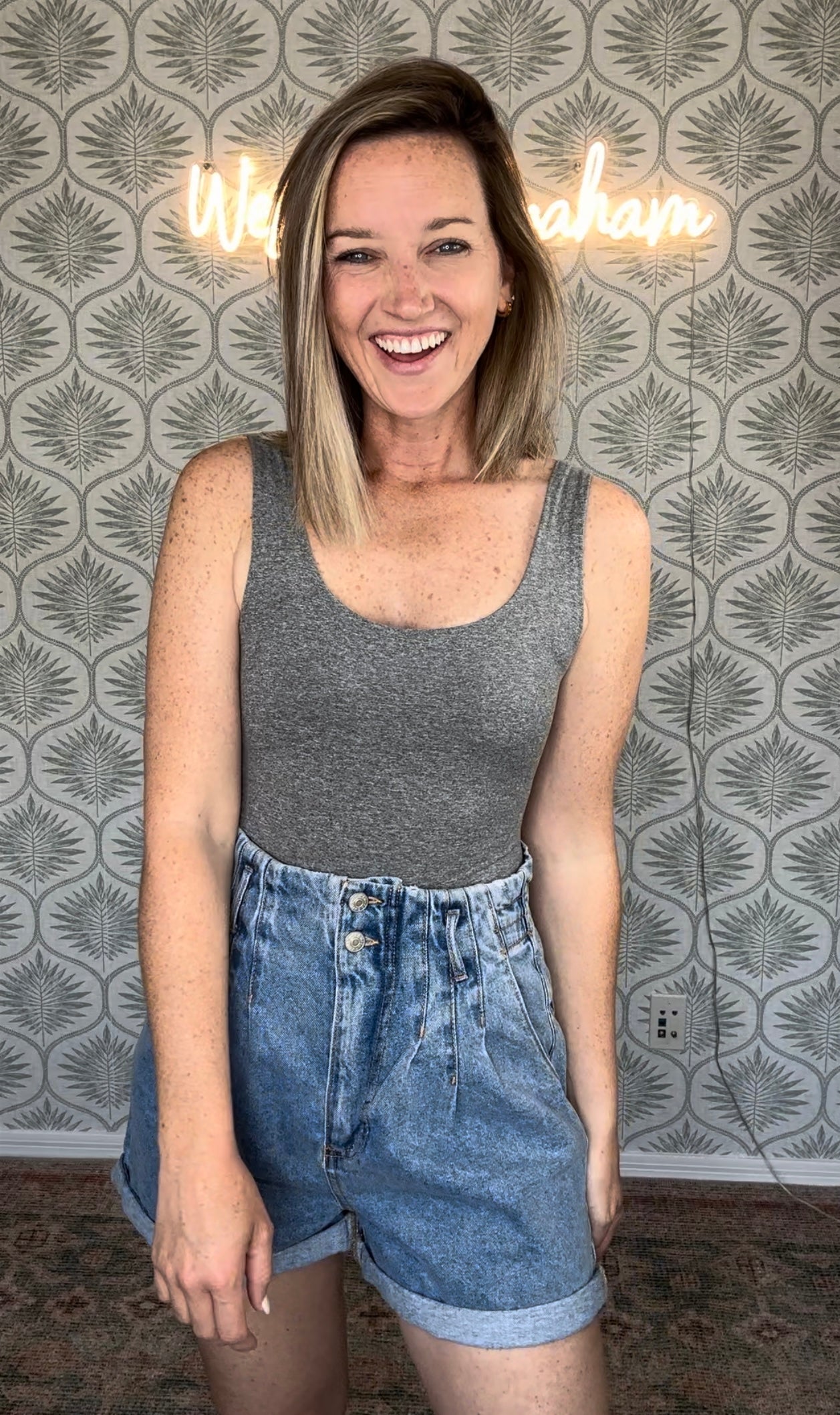 Grey Scoop Bodysuit