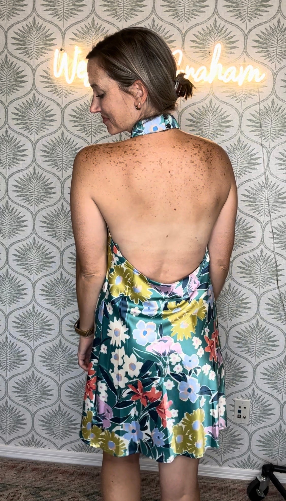 Floral Twist Halter Dress