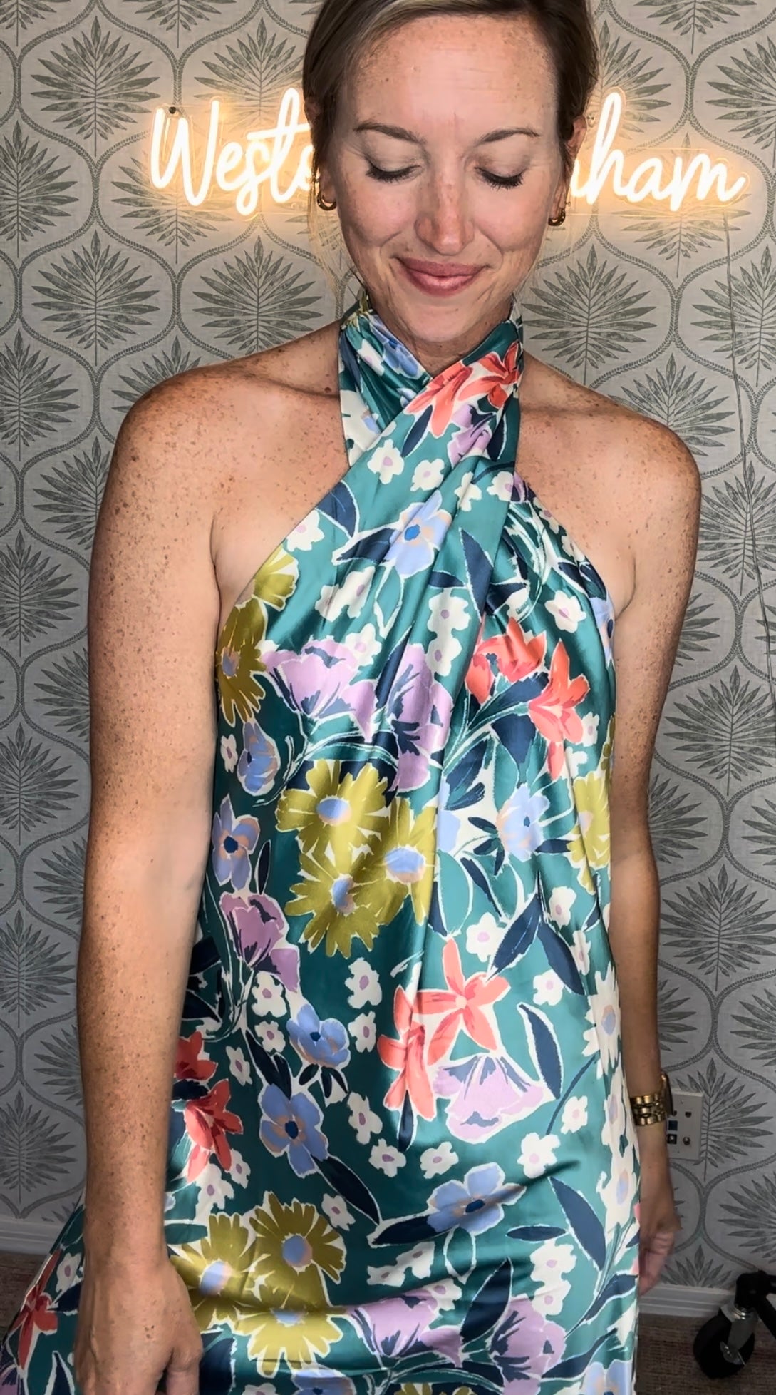Floral Twist Halter Dress