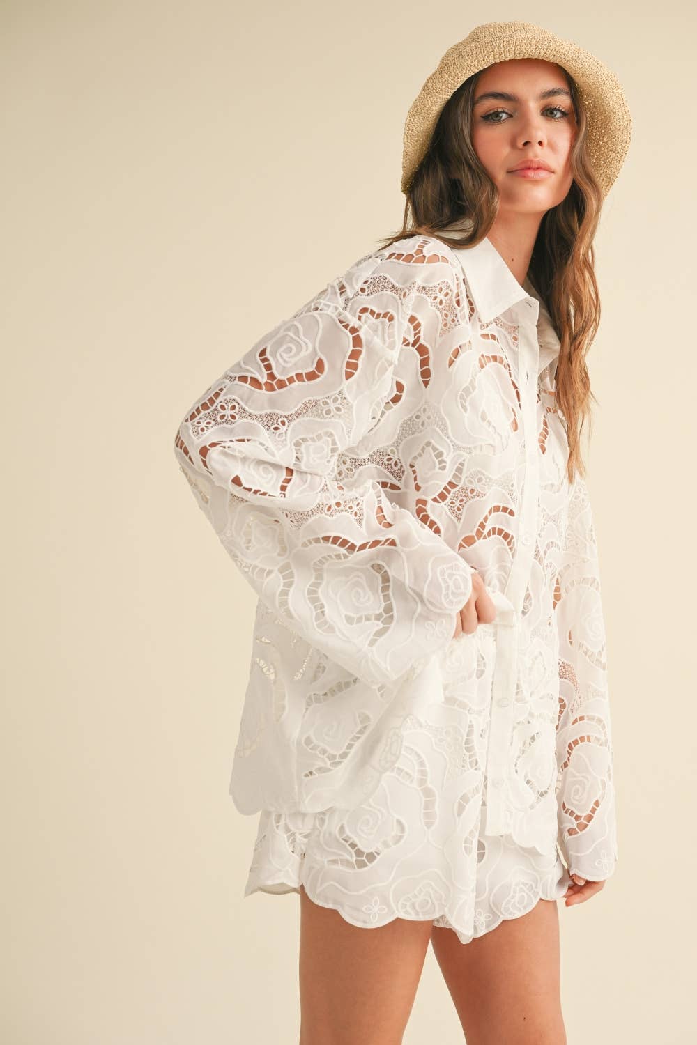 Floral Eyelet Shirt