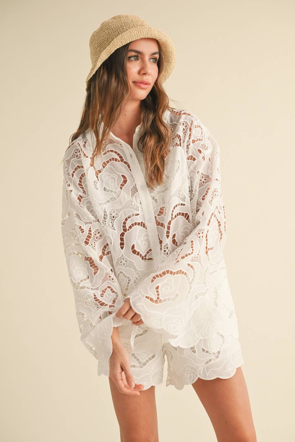 Floral Eyelet Shirt