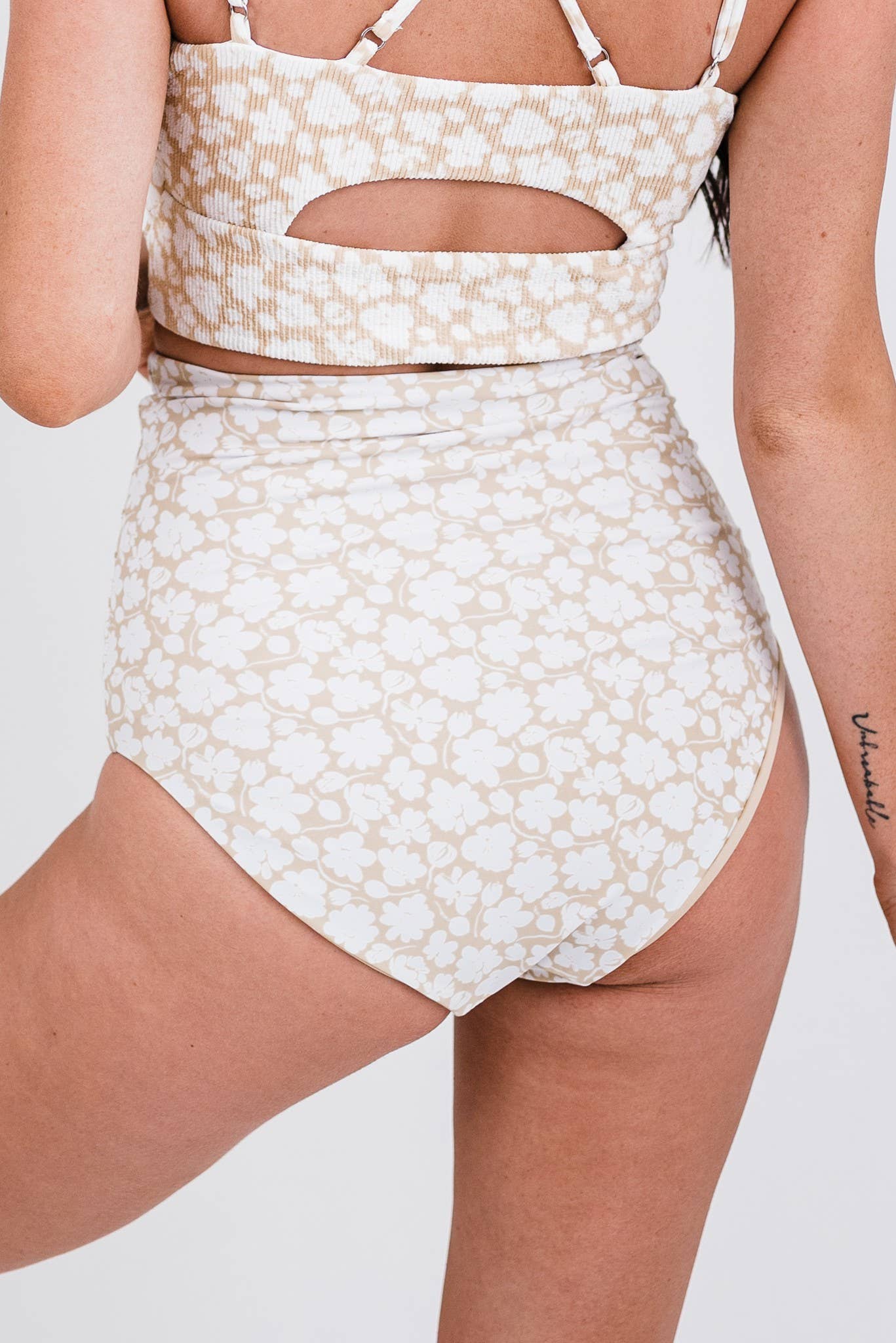 Tan Floral Ultra High Rise Reversible Bottom