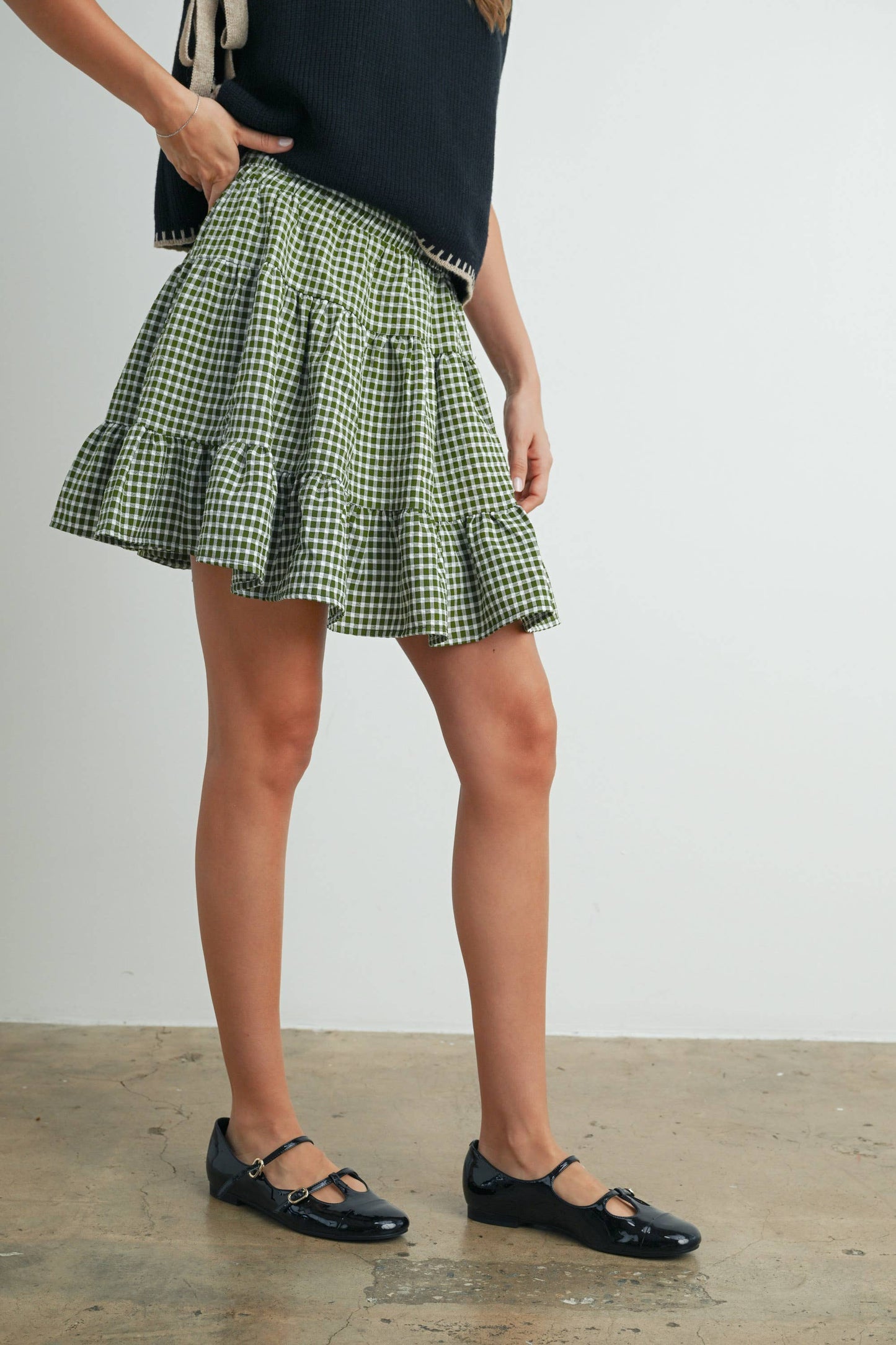 Tiered Olive Skirt