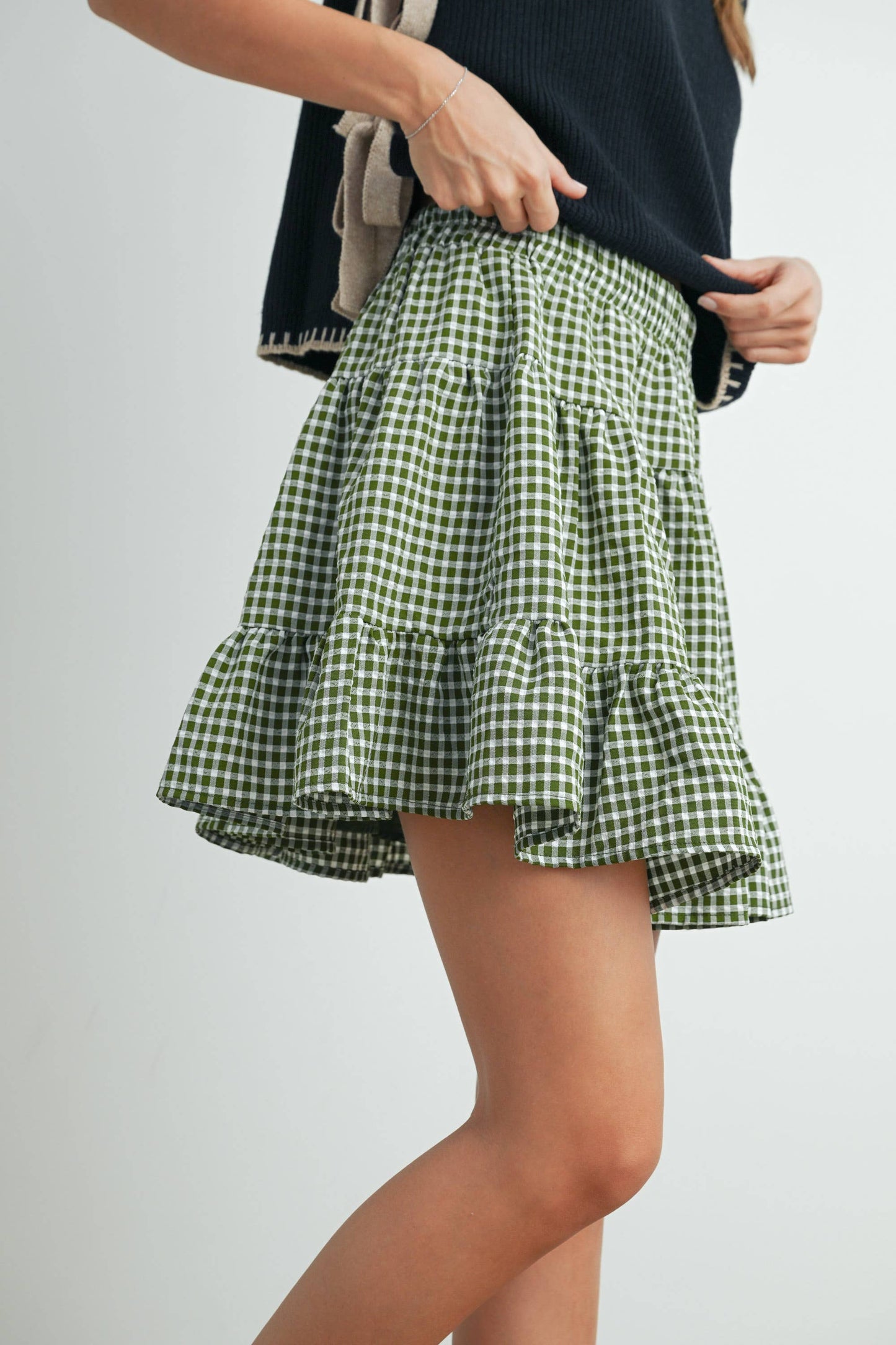 Tiered Olive Skirt