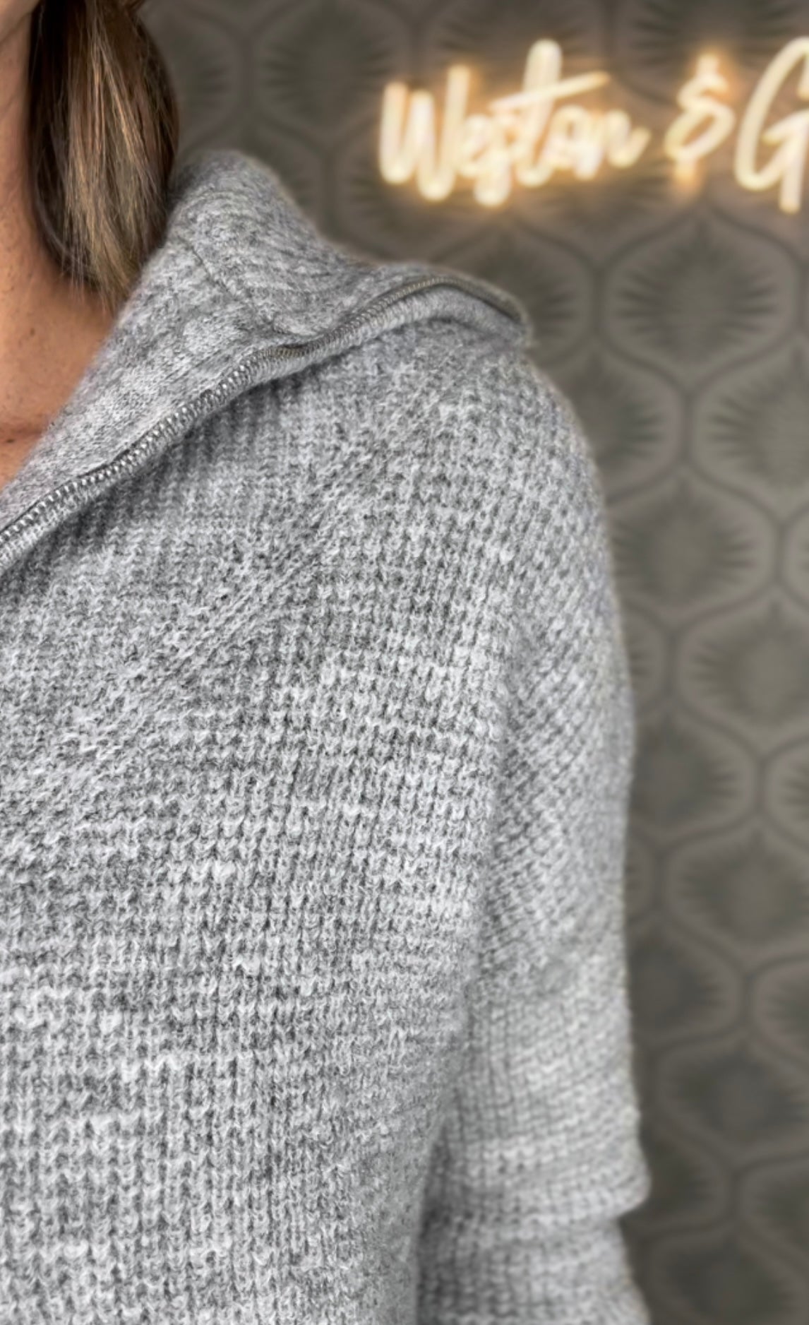 Grey Waffle Pullover