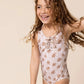 Mocha Floral Girl's One Piece